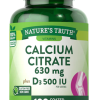CALCIUM CITRATE 630 MG WITH VITAMIN D3 - 100 Coated Caplets